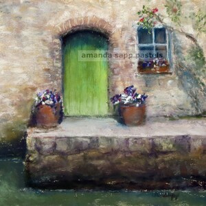 Green Door in Bruges archival print of original pastel painting