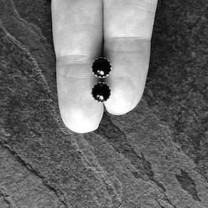 Onyx Post Earrings - Natural, Unbacked Black Onyx and Sterling Silver Mini Stud Earrings