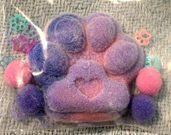 Purple Pink and White Swirl Paw Print Squishy Kawaii Toy Fidget Pinch Toy