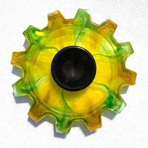 Lime Green Gear Fidget Spinner: Stress Relief Focus Toy