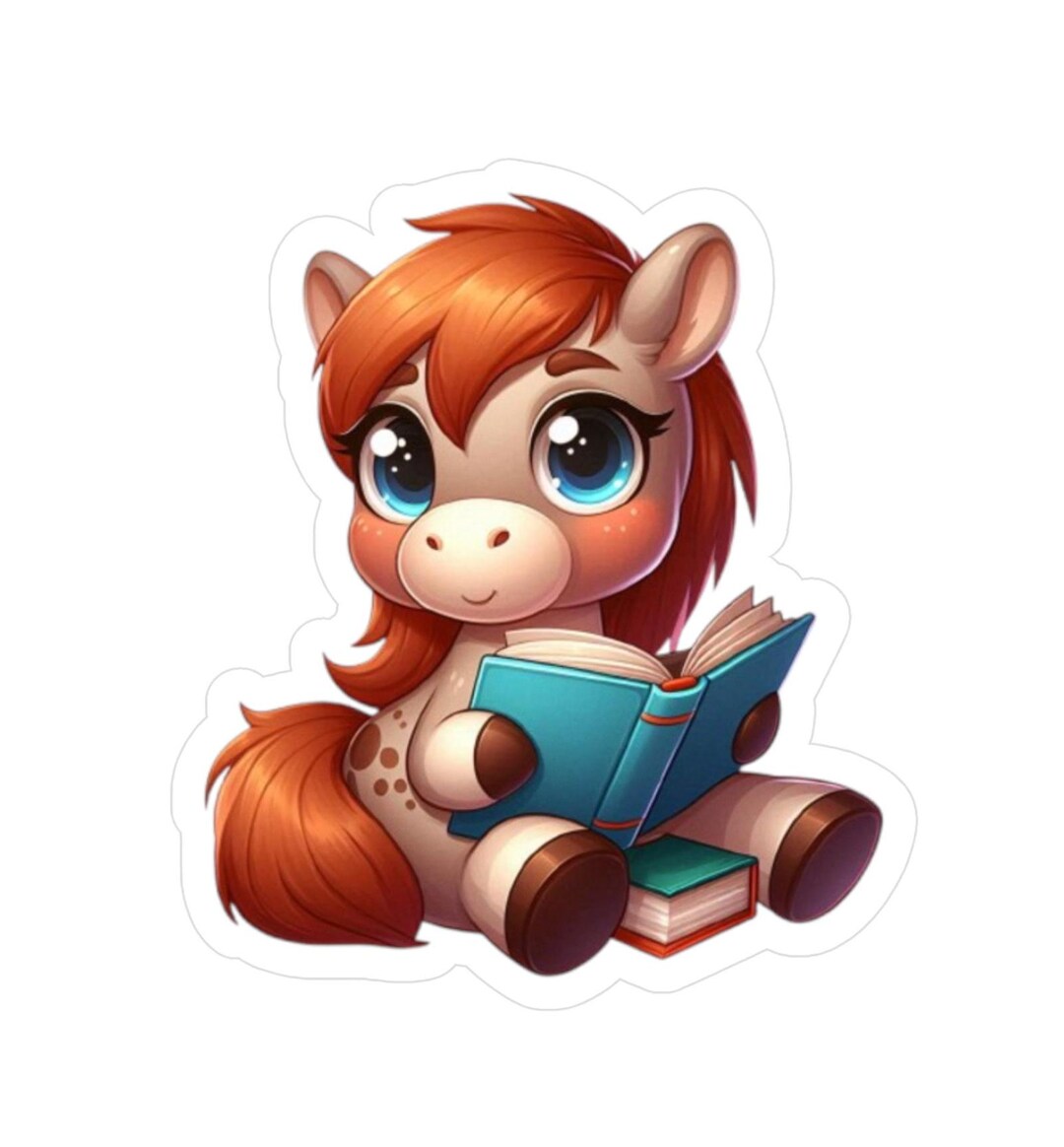 Horse Vinyl Decal, Book Lover Sticker, Cute Animal Laptop Decal ...