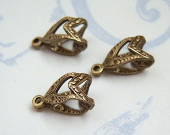 3 - Art Deco Antiqued brass bails - AD90