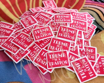 Anti-Trump Mini Traitor Confetti Stickers: Political Protest Art