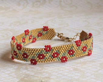 Peyote Bracelet/Peyote Cuff/Handmade BeadWoven Bracelet/Needle Beaded Cuff Bracelet