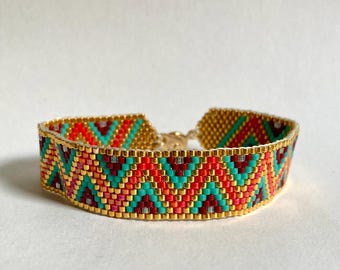 Peyote Beaded Cuff Bracelet in Chevron Pattern