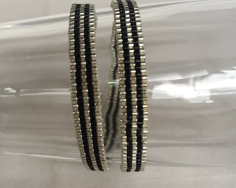 Peyote Stitch Wrap Bracelet: Silver Delica Bead Woven Cuff