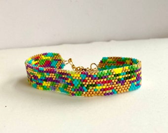 Multicolored Peyote Stitch Cuff Bracelet