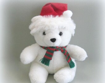 Christmas Bear Teddy Bear Toy Bear Stuffed Bear Doll Plushy Bear White Bear Plush Bear White Teddy Bear Plushie Bear Santa Bear Holiday Bear