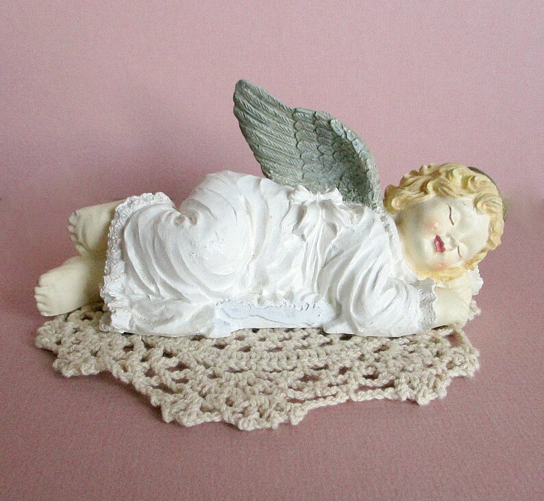 Cute Sleeping Baby Angel Cherub Sculpture Figurine . Baby Etsy