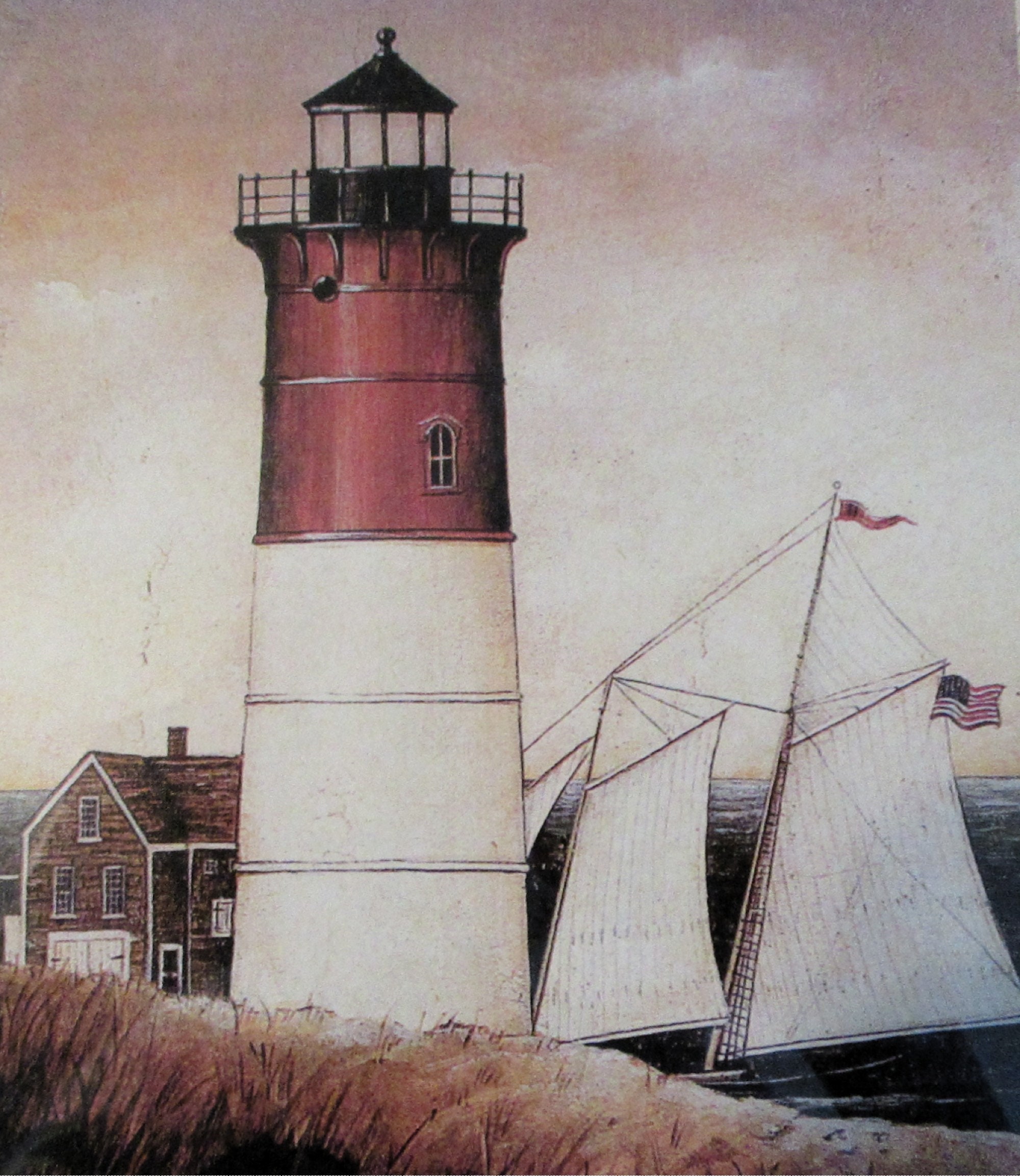 Framed Lighthouse Art Print Triple Matted . Lighthouse Wall Etsy