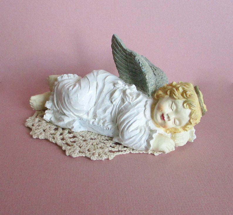 Cute Sleeping Baby Angel Cherub Sculpture Figurine . Baby Etsy