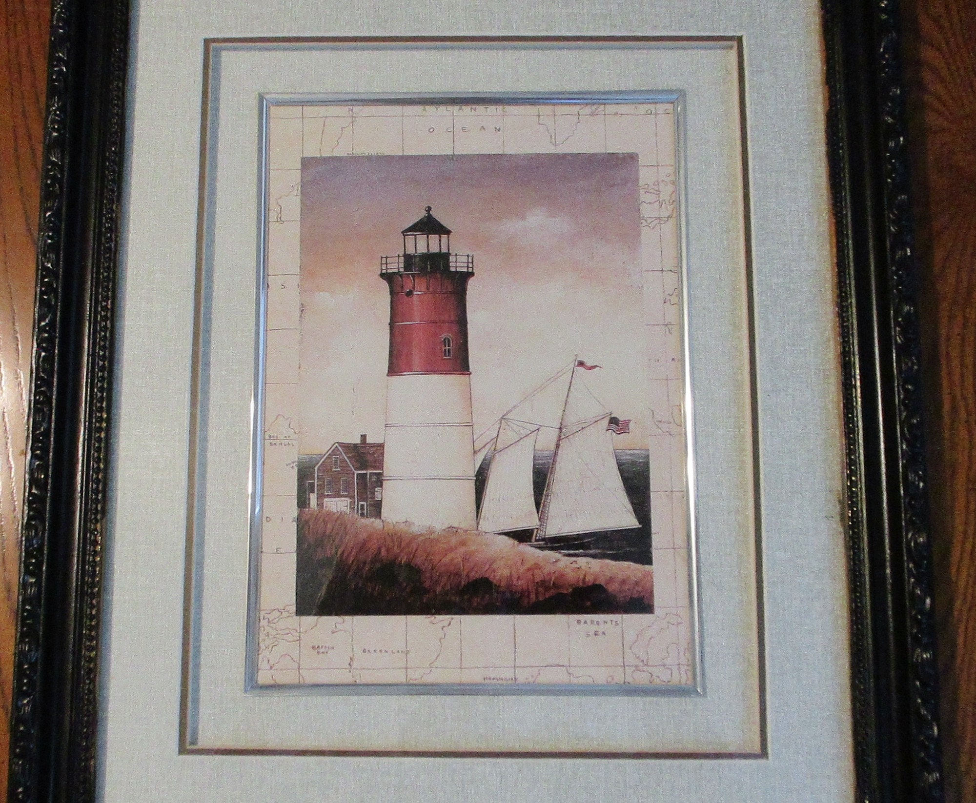Framed Lighthouse Art Print Triple Matted . Lighthouse Wall Etsy