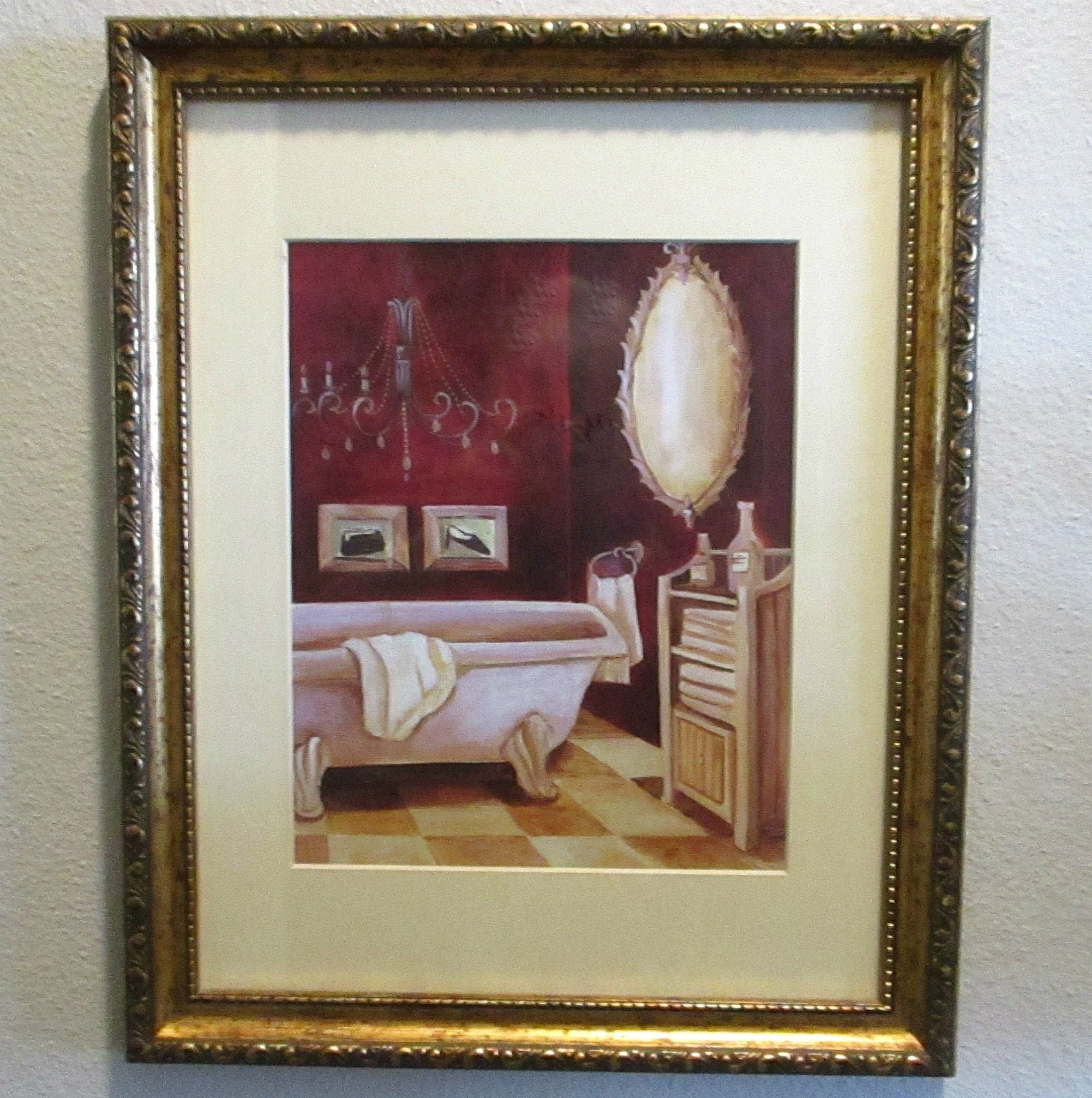 Victorian Bathroom Scene Framed Wall Art Print . Elegant | Etsy