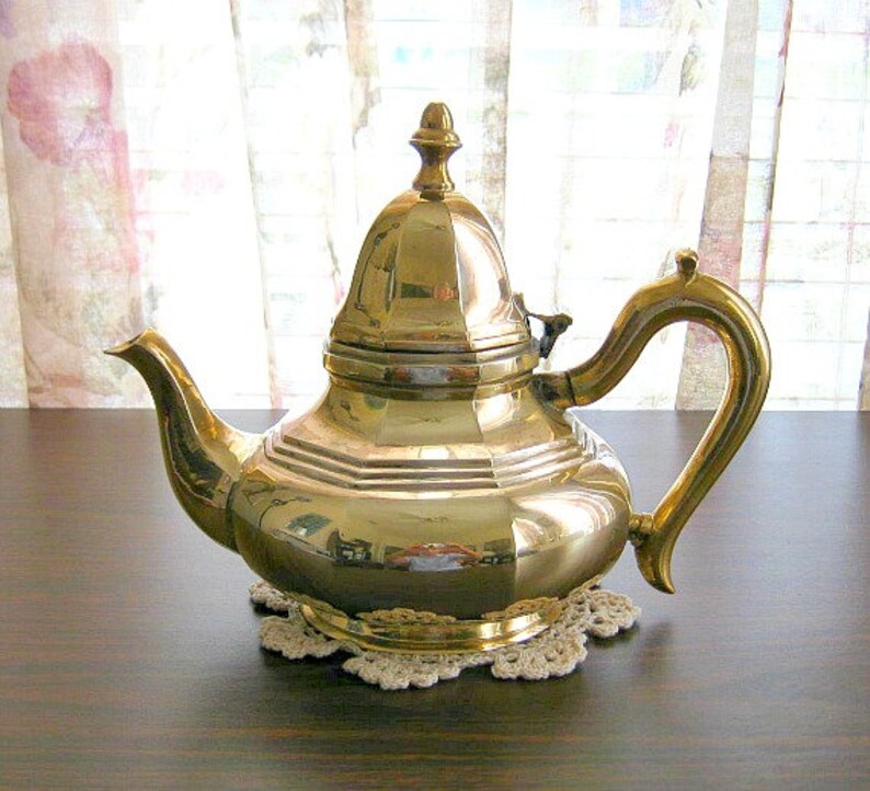Elegant Vintage Solid Brass Teapot . India . Decorative Tea Etsy