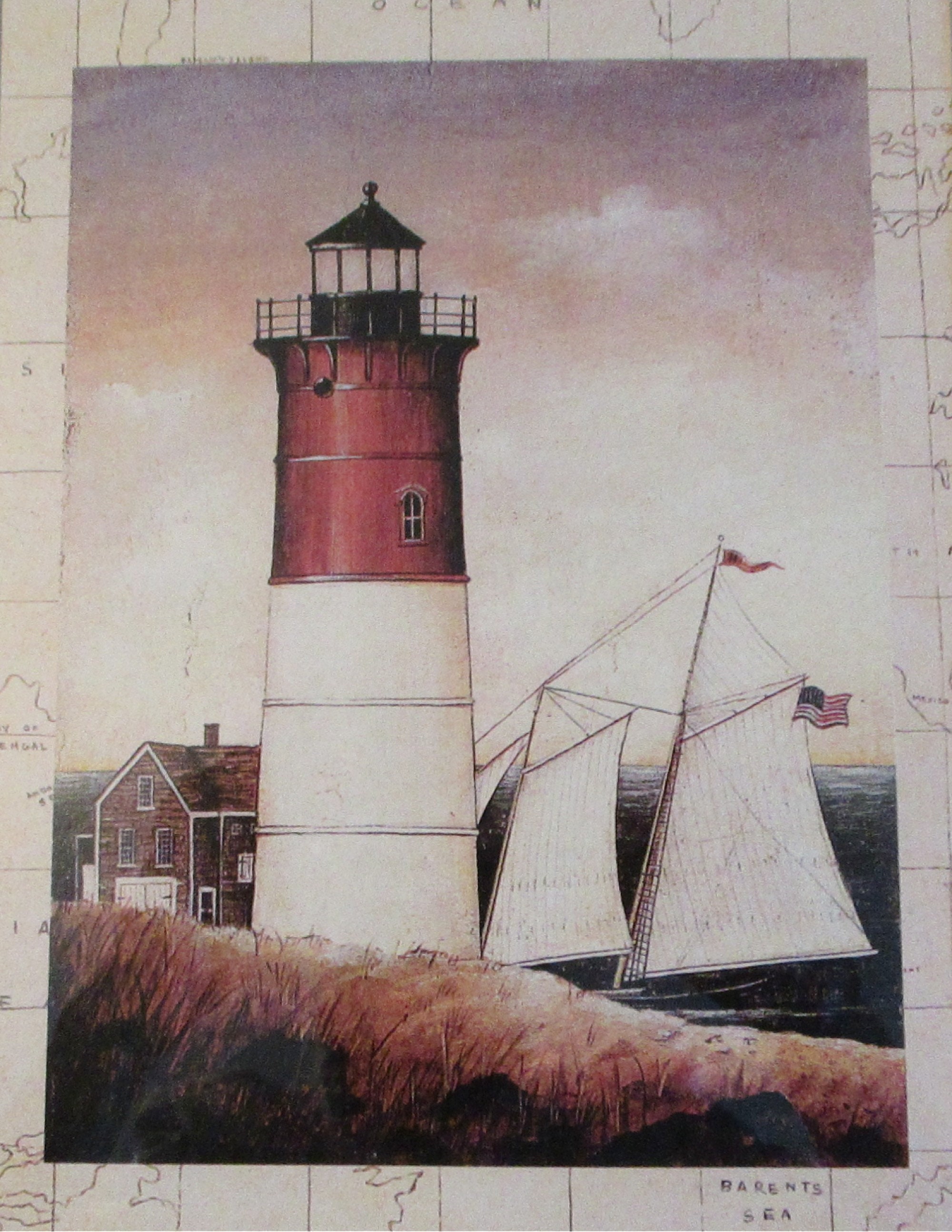 Framed Lighthouse Art Print Triple Matted . Lighthouse Wall Etsy