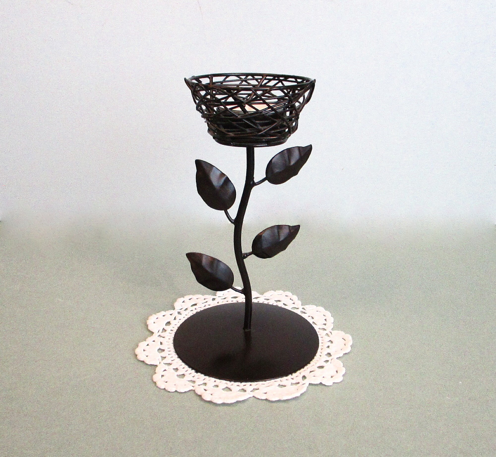 Metal Bird Nest Candle Holder . Tea Light Candleholder Black Etsy