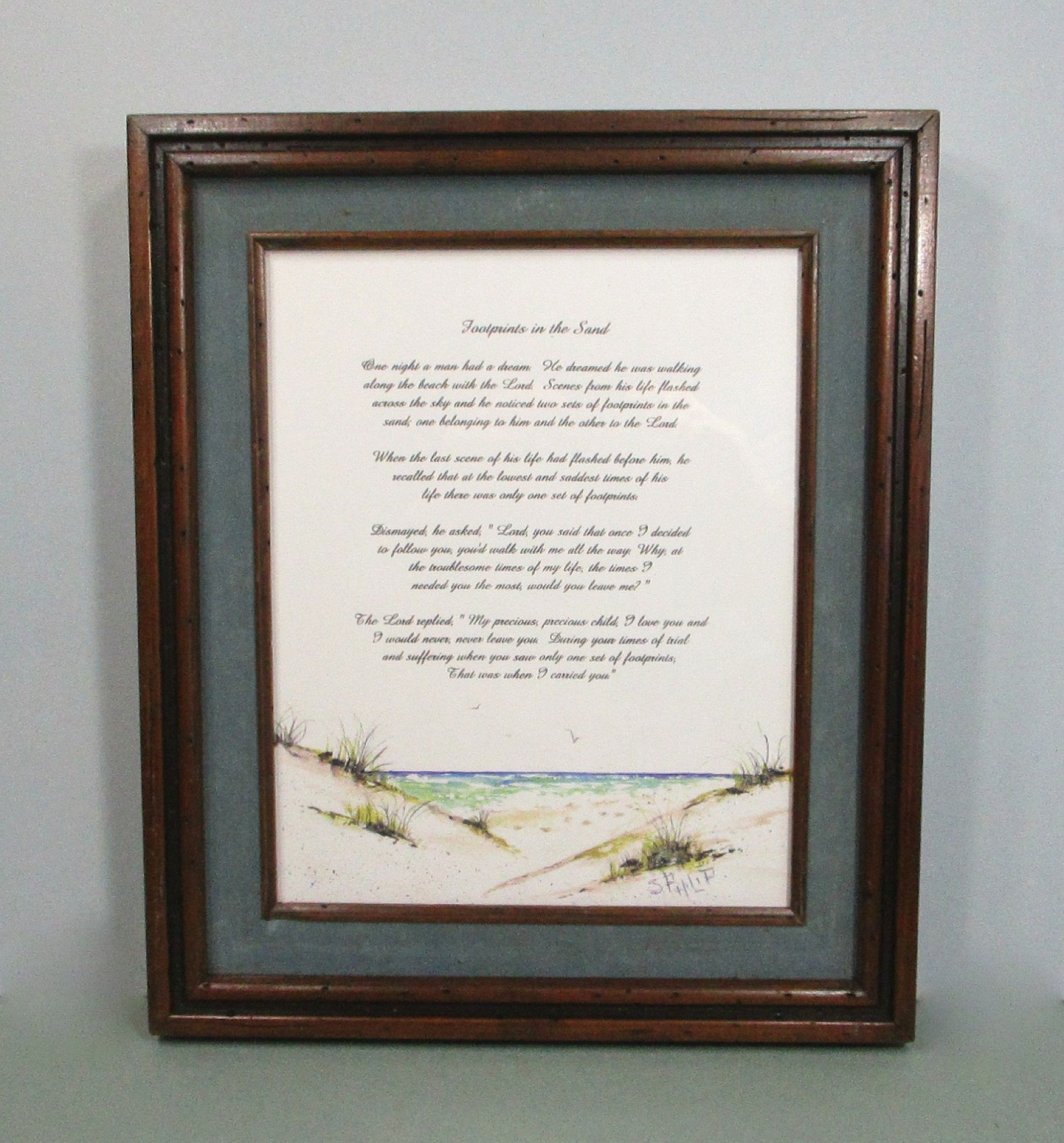 Framed Footprints in the Sand Poem . Original Beach Wall Art . | Etsy