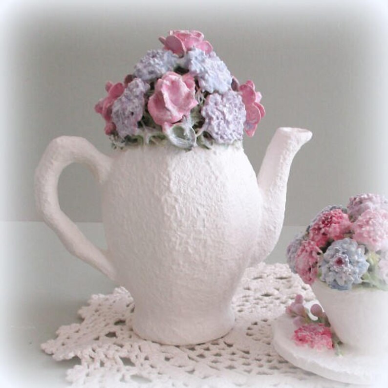 Victorian Teapot & Tea Cup Floral Arrangements with Clay Etsy