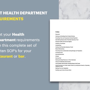 Standard Operating Procedures Template and Content Health Department SOPs Restaurant Bar Employee Training image 3