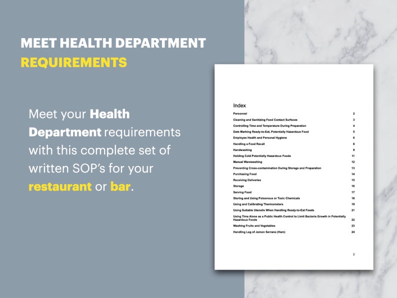 Standard Operating Procedures Template and Content Health Department