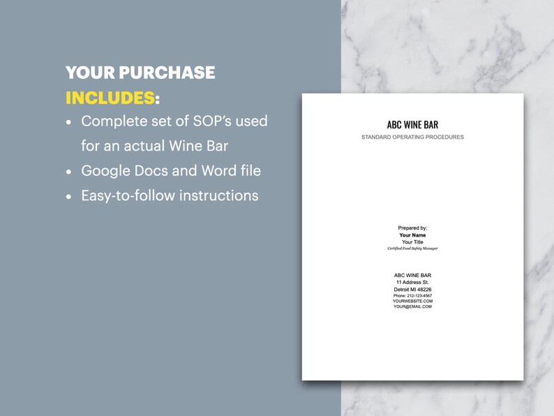 Standard Operating Procedures Template and Content Health Department