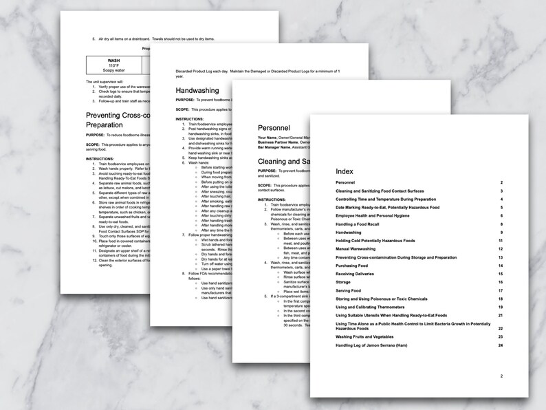 Standard Operating Procedures Template and Content Health Department