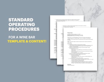 Standard Operating Procedures | Template and Content | Health Department SOPs | Restaurant Bar | Employee Training