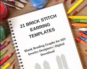 21 Brick Stitch Earring Templates – Beading Graphs for Seed Beads | PDF Blank Grid for DIY Jewelry | Digital Download Bead Pattern