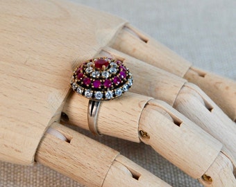 Bague en argent sterling 925 faite main avec rubis : style ottoman