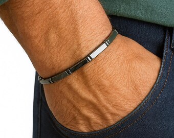 Hämatit-Perlenarmband – Elastisches Armband