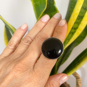 Black Onyx, Yellow Agate,Agate, Tigereye Gemstone Ring, 925 Sterling Silver Ring, Round Silver Rings