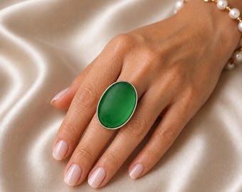 Green Tiger Eye Gemstone Ring: 925 Sterling Silver