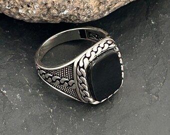 Black Onyx Gemstone  Ring, 925 Sterling Silver, Gift Men Ring