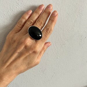 Large Onyx Sterling Silver Ring, Natural Onyx Ring, Black Onyx Ring, Oval Onyx Ring, Onyx Ring, Gemstone Ring, Boho Ring image 9