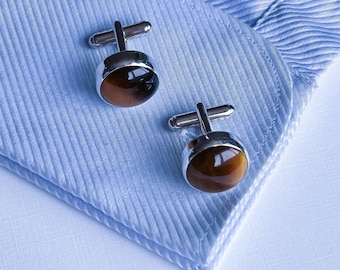 Groomsmen Tiger eye Cufflinks , Men Women Unisex Accessories, Graduation Gift write your Special Day, Personalized Private  Gift