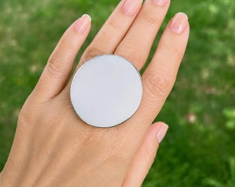 Oversize White Onyx  Gemstone: 925 Sterling Silver Ring