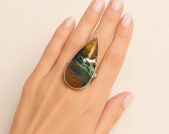 Chrysocolla Jasper Gemstone: 925 Sterling Silver