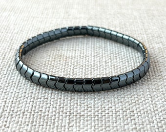 Stretch Hematite Bracelet, Grey color hematite, Friendship Bracelet, Boy Friend Gift, Black Hematite Stones Bracelet, Exclusive Design