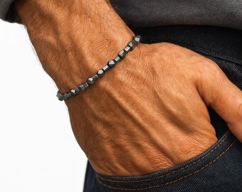 Hämatit-Perlenarmband – Elastisches Armband – Geschenk für Männer