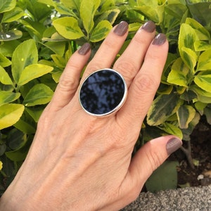 Oversize Black Onyx Ring, 925 Sterling Silver Ring, Onyx gemstone image 7