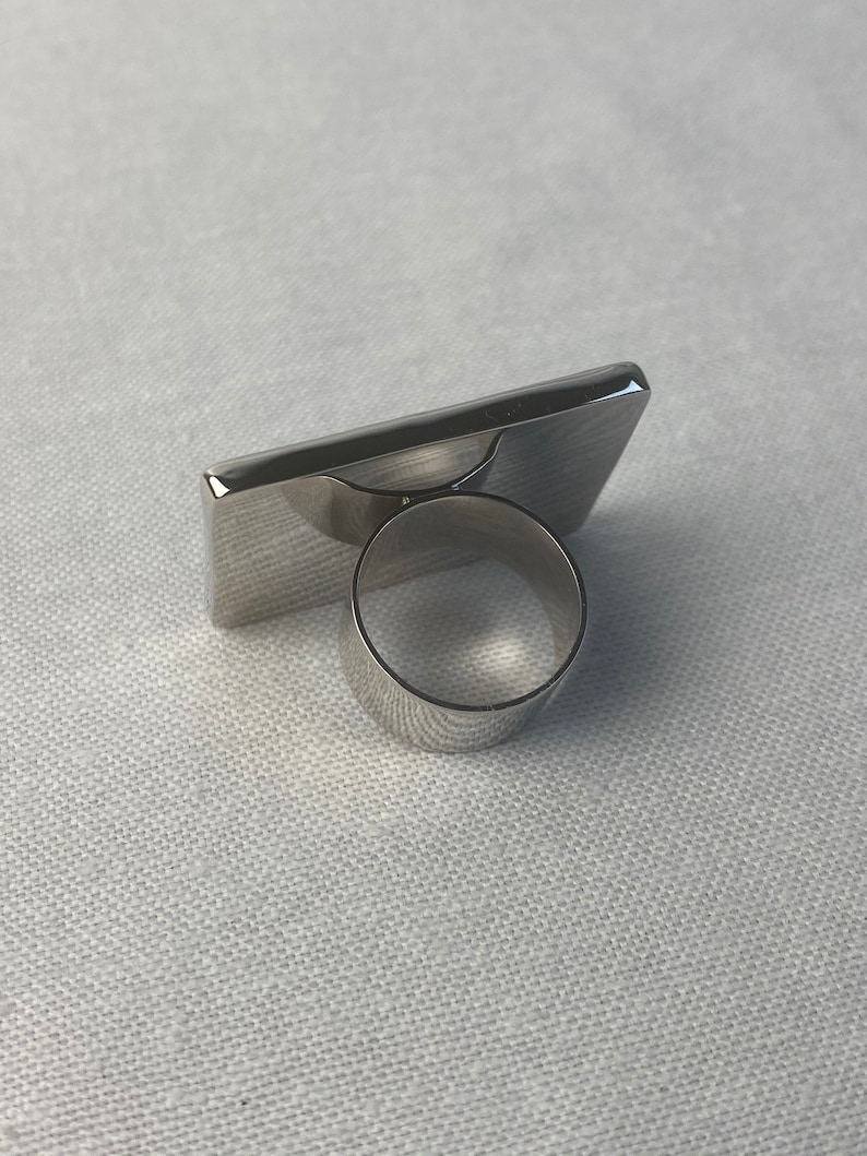 Gift for Wife Black Onyx Rectangle Ring Unisex Ring 925 Sterling Silver Ring Gift for Women Men