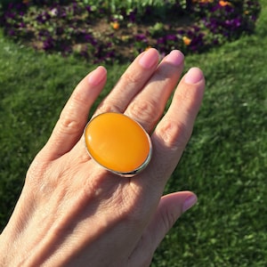 Yellow Agate Gemstone Ring, 925  Sterling Silver Ring, Unisex Ring, Friends Gift, Boho Chic