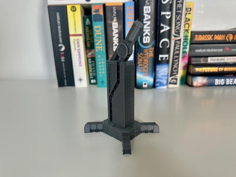 Battlestar Galactica Colonial Battleship from the 1978 series, 3D printed custom display model with high quality stand included, available in large or standard sizes for sale, great gift or present for sci-fi enthusiasts, assembly, colour and size options