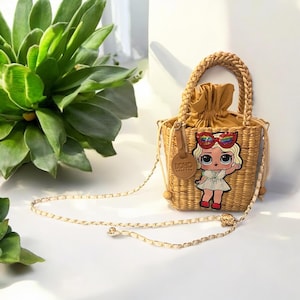 Bolsa de jacinto de água tecida à mão – Boho Chic, bolsa de vime ecológica para o dia a dia e praia, bolsa fofa, bolsa feita à mão, bolsa de primavera, bolsa de verão