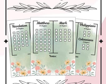 Bibellese-Tracker ｜ Neues Testamente ｜ Florale Bibellesung Checkliste ｜ Bibelleseplan ｜ Wildblumen-Bibellesebuch