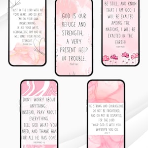 Pink Phone Wallpapers-Set of 5 ｜Bible Verse Phone Backgrounds｜Pink Phone Backgrounds