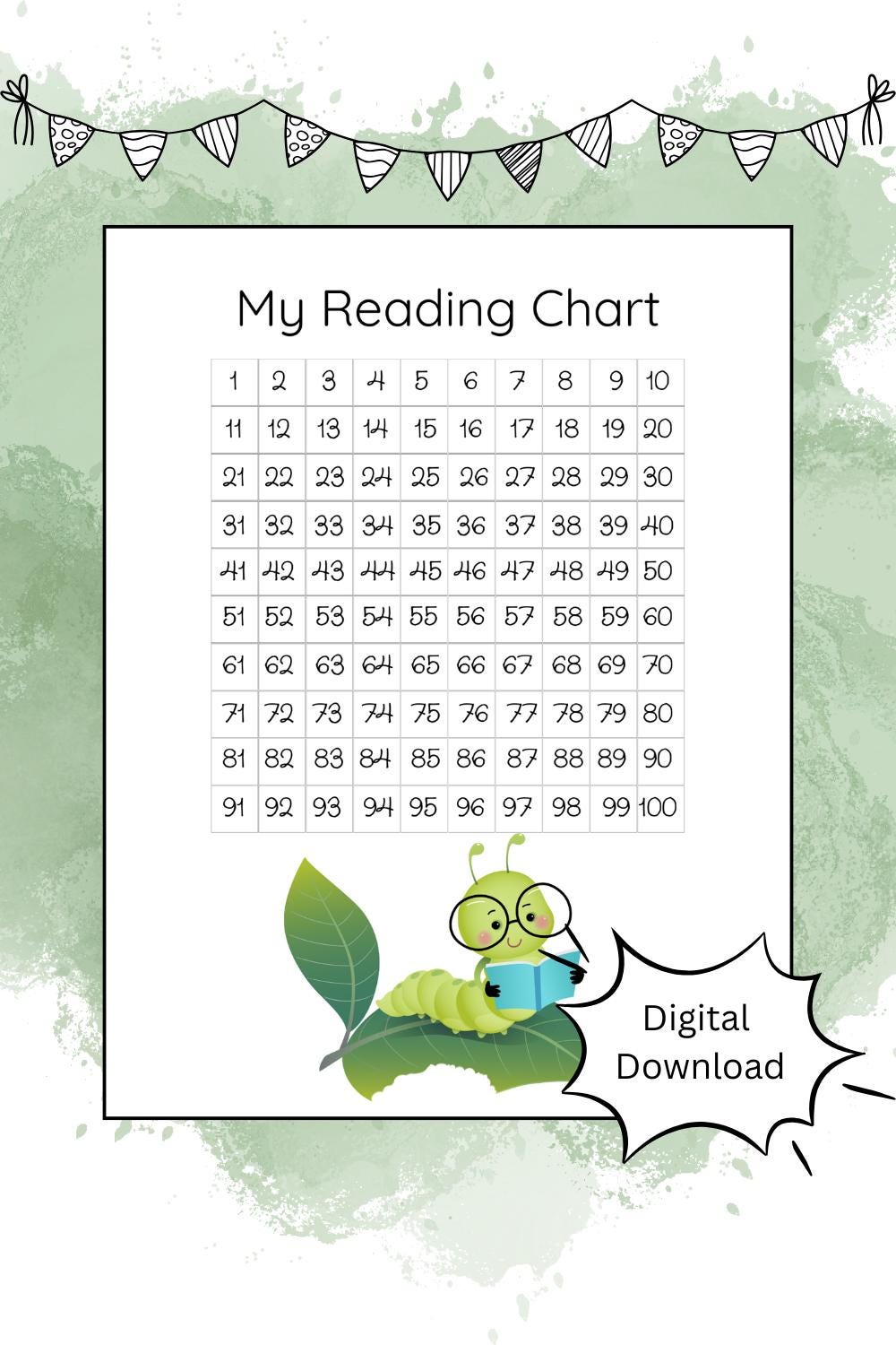 Kids 100 Book Reading Chart | Reading Log, Reward Tracker (digital ...