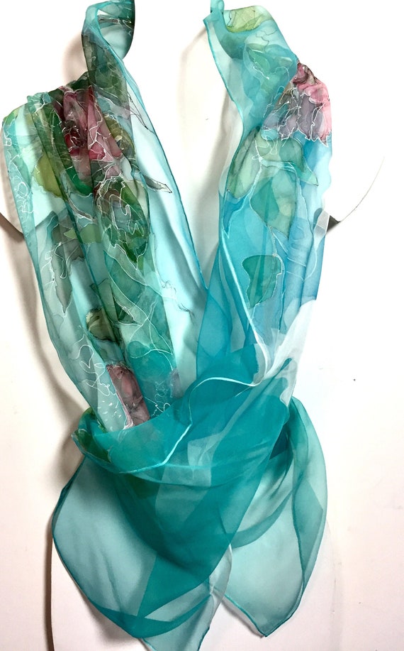 Personalized Blue GIFT Silk Scarf Teacher s Gift With Written in