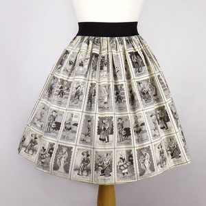 Black & White Loteria A-line Elastic Skirt