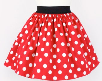 Minnie Mouse Red & White Polkadots A-line Elastic Skirt